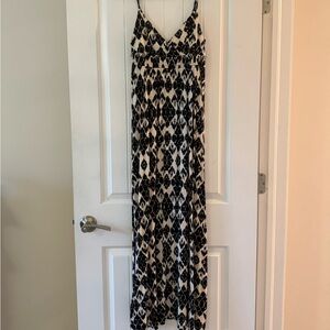 Loft Black and White Patterned Maxi Dress